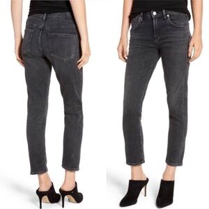 Citizens of Humanity Elsa Mid Rise Slim Crop Wren Washed Black Jeans Womens 24